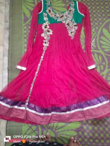 Pink Embellished Anarkali Kurta Set