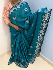 Blue Embellished Saree