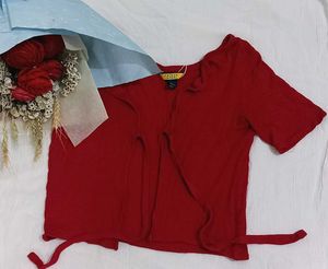 Red Cute Tie Top