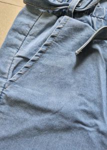 High-Waist Light Blue Paperbag Jeans with Belt