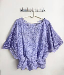 Lavender Eyelet Embroidered Top | 2XL–3XL