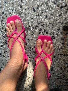 Pink Strappy Flats
