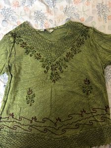 Green Embroidered Aesthetic Boho top