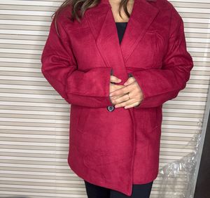 Burgundy Double Breasted Coat