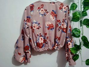 Crop Top With Flared Sleeves