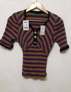 Trendy New Striped Knit Top