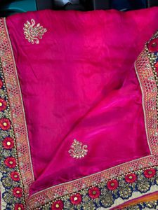 Hot Pink Embroidered Saree