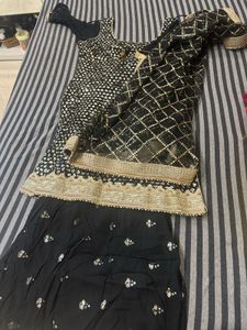 Black & Gold Sharara Kurta Set