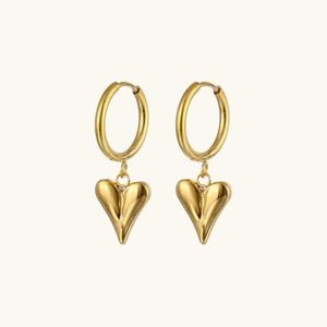 Gold Heart Drop Earrings