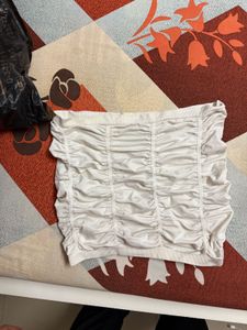 Ruched White Bandeau Skirt