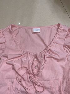 Cute Pink Tie-Front Top