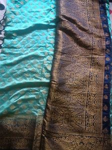 Teal &amp; Gold Dress Material