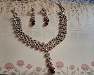 Elegant Gold &amp; Ruby Necklace Set