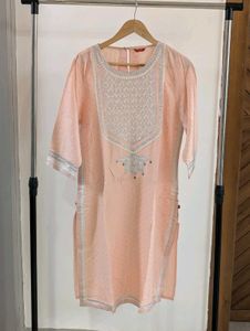 Peach Embroidered Kurti Top