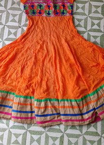 Orange Embroidered Anarkali Suit