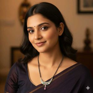 PureSilver Single Line Green&Pink Stone Mangalsutr