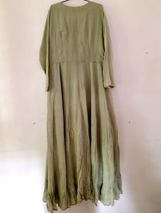 Heavy Silk Ethnic Gown With Embroidery Net Dupatta