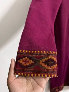 Kashmiri purple kurti with embroidered border