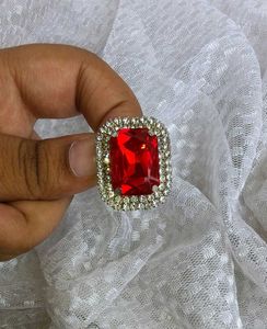 Stunning Adjustable Red Stone Cocktail Ring