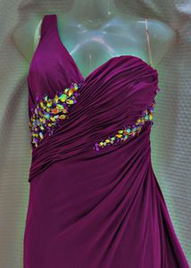 Elegant Evening purple one shoulder Gown