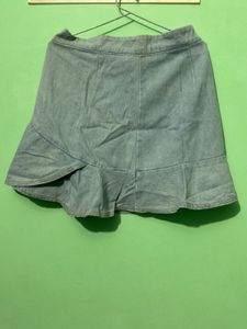 Denim Ruffle Mini Skirt