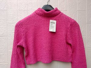 New With Tag Korean Pink Knit Crop Top