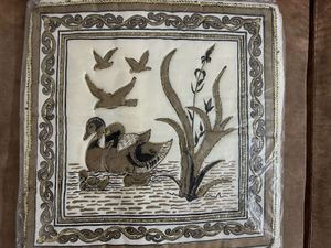 Vintage Duck Embroidered Pillow Cover