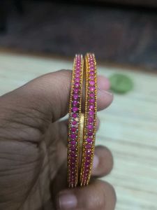 Elegant Gold-Plated Bangles 3 pairs of 2.8 size