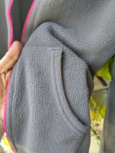 Girls Grey Fleece Zip-Up Hoodie