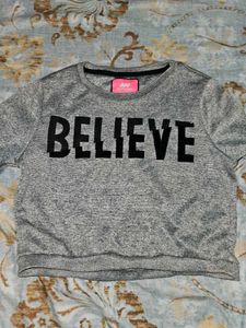 Believe Grey Top