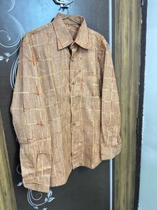 Men&#39;s Brown Checked Shirt