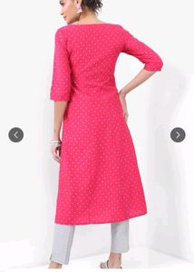 Vishudh Brand Pink Threadwork Kurta Xxl
