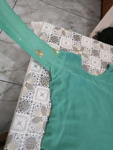 Teal Embellished Salwar Kameez