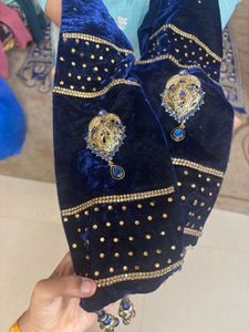 NEW Pure Soft Velvet Navy Blue Wedding Long Dupatt