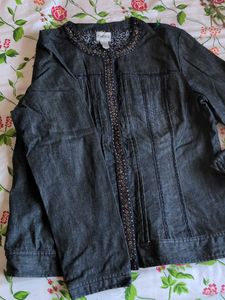 Chico's Denim Jacket with Embellishments