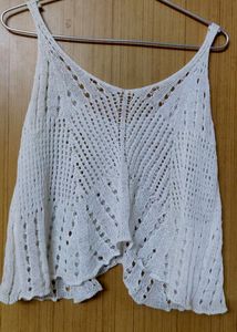 White Crochet Knit Sheer Crop Top