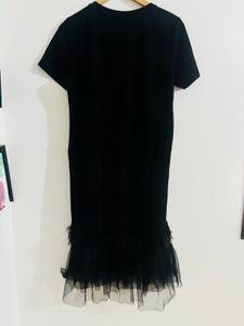 Black T-Shirt Dress with Teddy Bear