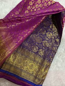 Beautiful Purple Saree With Fully Stitched Blouse