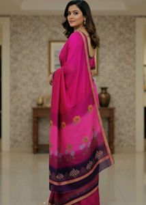 Elegant Pink Floral Saree