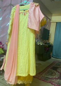 Yellow Embroidered Soft CottonKurta Set