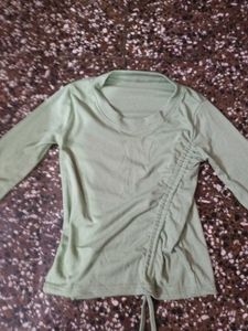 Mint Green Ruched Long Sleeve Top