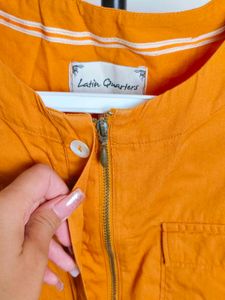 Little Queen Mustard Sleeveless Button-Down Dress