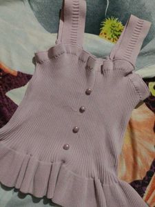 Pink Ruffle Knit Tank Top