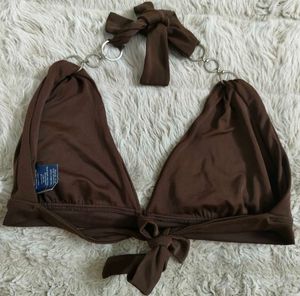👙Faded Glory Brown Halter Triangle Bikini Top
