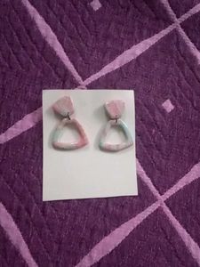 baby blue and pink polymer clay earrings