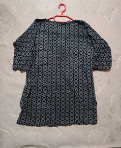 Patterned Black Kurti Top