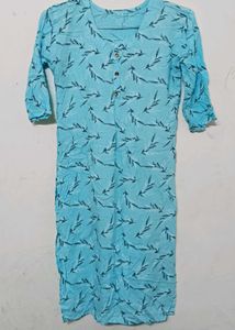 Blue Leaf Print Kurti ✨