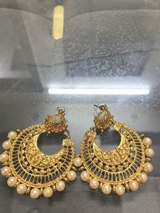 Elegant Gold & Pearl Chandbali Earrings