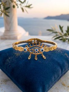 Anti-tarnish Evil Eye Cuff