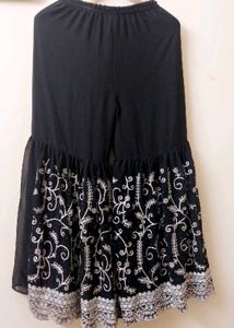 Elegant Black Embroidered Kurta And garara